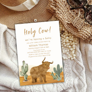 Invitation Baby shower du désert de Holy Cow Boho Cactus