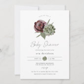 Invitation BABY SHOWER du désert Succulent Floral AVA Bourgog (Devant)
