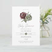 Invitation BABY SHOWER du désert Succulent Floral AVA Bourgog (Debout devant)