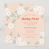 Invitation Baby shower du festival de musique Daisy Flower Pe (Devant / Derrière)