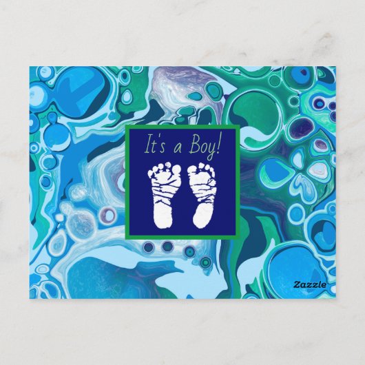 Invitation Baby shower du garçon bleu et vert (Dos)