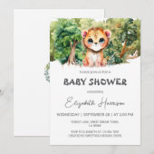 Invitation Baby shower du garçon Lion Jungle King (Devant / Derrière)