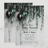 Invitation Baby shower du Green Black Balloons Ivy Jungle Par (Devant / Derrière)