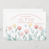 Invitation Baby shower du jardin aux fleurs d'aquarelle (Devant / Derrière)