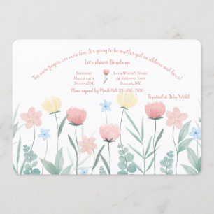 Invitation Baby shower du jardin aux fleurs d'aquarelle