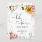 Invitation Baby shower du jardin de printemps (Devant / Derrière)