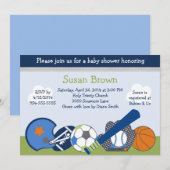 Invitation Baby shower du joueur sportif (Devant / Derrière)