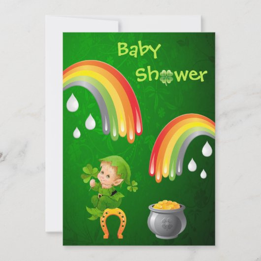 Invitation Baby shower du jour de St Patrick mignon (Devant)