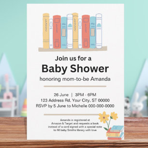 Invitation Baby shower du livre, Brunch et livres, Genre Neut
