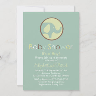 Invitation Baby shower du logo de l'éléphant migno