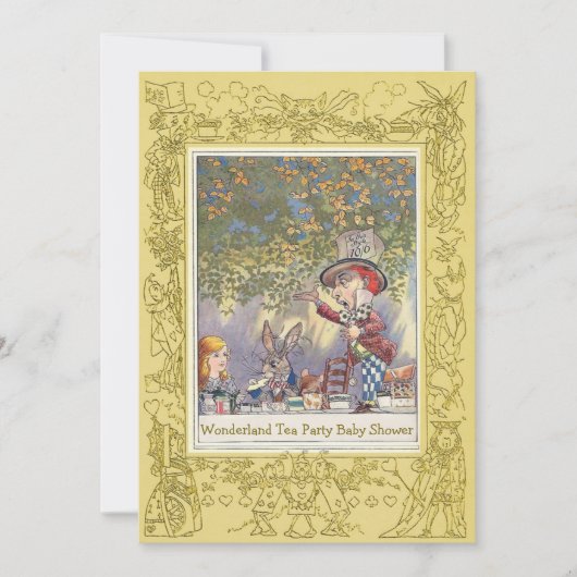 Invitation Baby shower du Mad Hatter's Wonderland Tea Party (Devant)