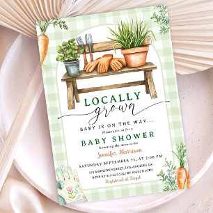 Invitation Baby shower du marché agricole En vichy neutre pou
