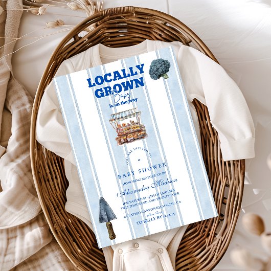 Invitation Baby shower du marché des fermiers bleus