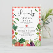 Invitation Baby shower du marché des fermiers cultivé localem (Debout devant)