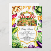 Invitation Baby shower du marché des fermiers d'aquarelle (Devant / Derrière)