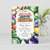 Invitation Baby shower du marché des fermiers de choux mignon (Debout devant)