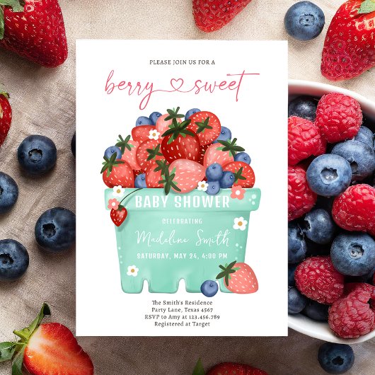 Invitation Baby shower du marché des fermiers de fraises sucr