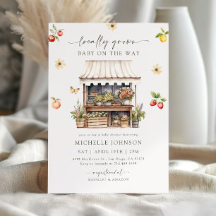 Invitation Baby shower du marché des fermiers rustiques culti