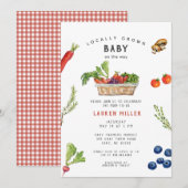 Invitation Baby shower du marché des fermiers rustiques migno (Devant / Derrière)