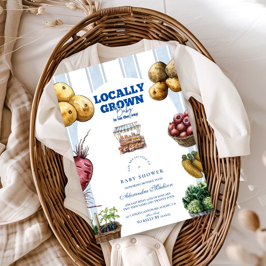 Invitation Baby Shower du marché fermier Arch Blue