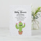 Invitation Baby shower du nom du Plante de Cactus neutre entr (Debout devant)