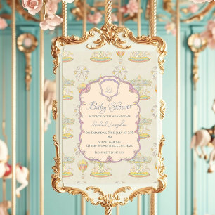 Invitation Baby shower du parc d'attractions Fairytale Vintag