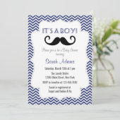Invitation Baby shower du parti Mustache bleu mari (Debout devant)