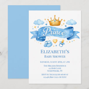 Invitation Baby Shower du Petit Prince à l'aquarelle