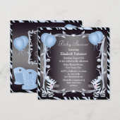 Invitation Baby shower du Poster de animal Blue Zebra & Ballo (Devant / Derrière)