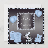 Invitation Baby shower du Poster de animal Blue Zebra & Ballo (Dos)