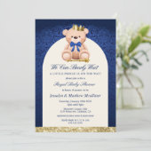 Invitation Baby shower du prince de l'ours bleu Teddy (Debout devant)