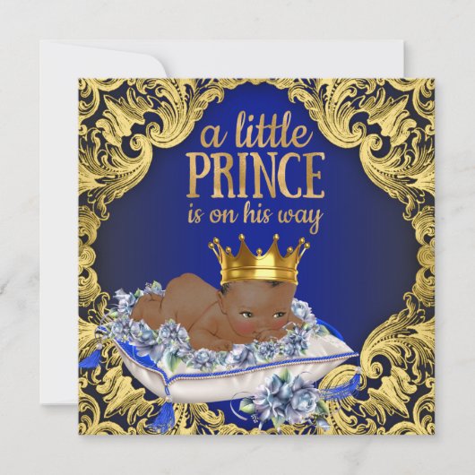Invitation Baby shower du prince royal africain-américain (Devant)