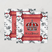 Invitation Baby Shower du Prince Royal Rouge (Devant / Derrière)