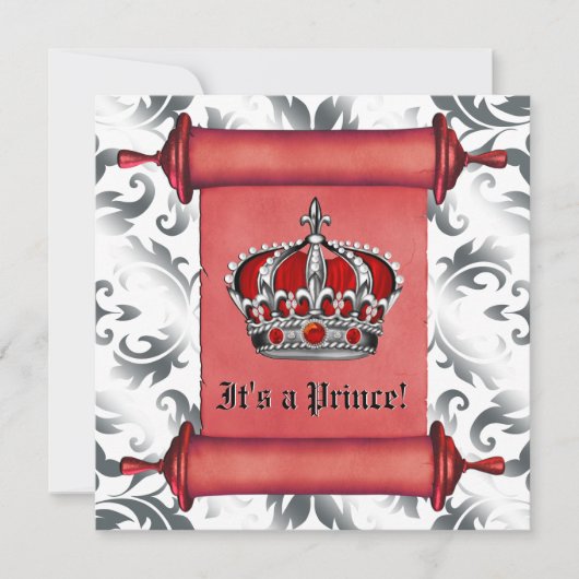 Invitation Baby Shower du Prince Royal Rouge (Devant)