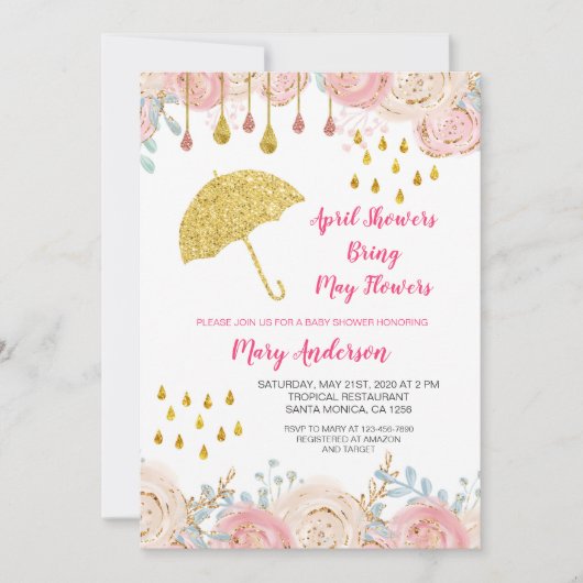 Invitation Baby shower du printemps avril (Devant)