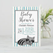 Invitation Baby shower du raton laveur et des bouleaux (Debout devant)