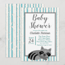 Baby shower du raton laveur et des bouleaux
