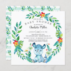 Invitation Baby shower du Rhino de la Jungle