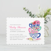 Invitation Baby shower du temps de thé (Debout devant)