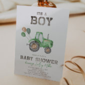 Invitation Baby shower du tracteur | Tracteur vert