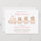 Invitation Baby shower du train Bear Pink (Devant)