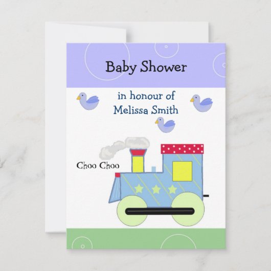 Invitation Baby shower du train Choo Choo (Devant)
