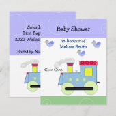 Invitation Baby shower du train Choo Choo (Devant / Derrière)