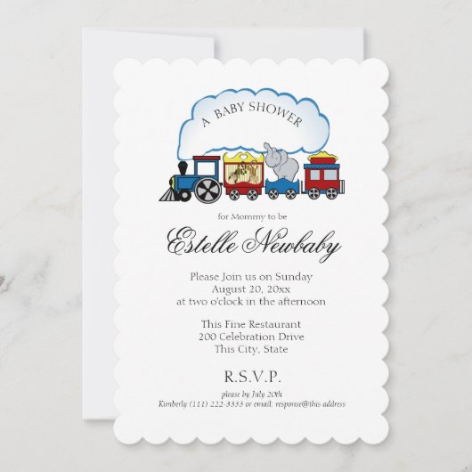 Invitation Baby shower du train Circus (Devant)