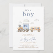 Invitation Baby shower du train Watercolor (Devant)