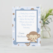 Invitation Baby shower du zoo de singe Invitation-Blue (Debout devant)