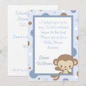 Invitation Baby shower du zoo de singe Invitation-Blue (Devant / Derrière)