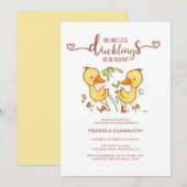 Invitation Baby shower Ducklings Twins (Devant / Derrière)