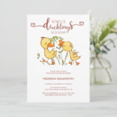 Invitation Baby shower Ducklings Twins (Debout devant)