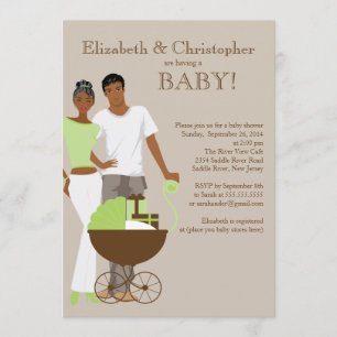 Invitation Baby shower d'un couple afro-américain neutre entr